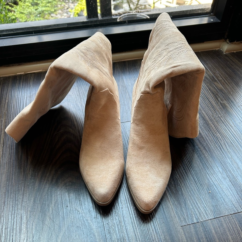 Suede Embroidered Western Boots